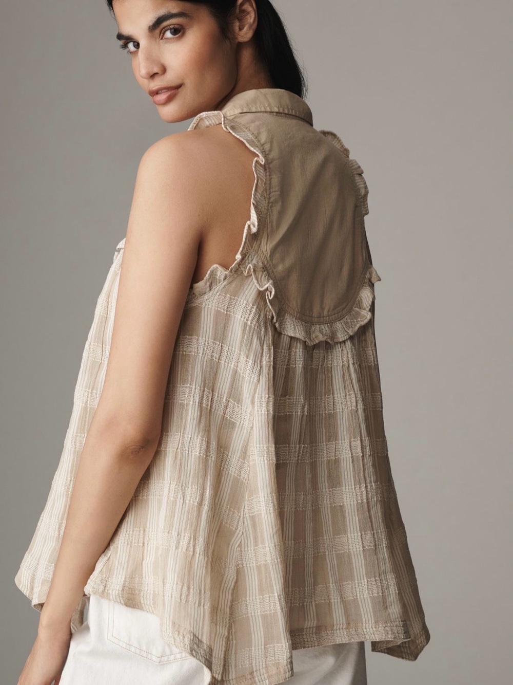 NWT Pilcro Sleeveless Seaside Collared Swing Blouse - Picture 3 of 7